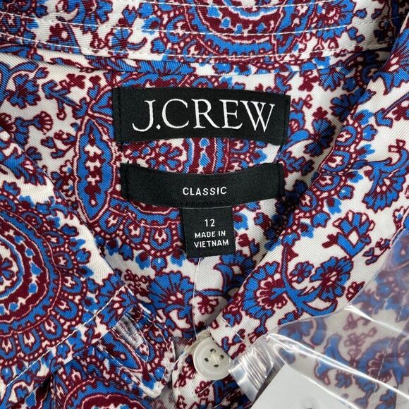 J. Crew Classic Fit Drapey Button Down Shirt Paisley Boho 12 NEW - Picture 4 of 10